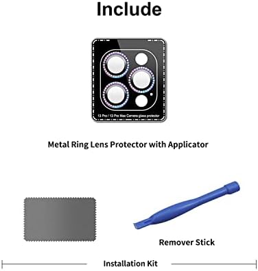 [1 pacote] Gobukee compatível com protetor de lente de câmera de anel de metal com bandeja de instalação x 1 apple iphone