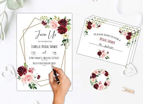 Avamie 20 Pacote convites de preenchimento floral com envelopes e adesivos, convites para todos os fins para todas