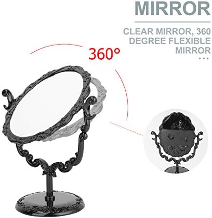 Leorx espelho de maquiagem de desktop vintage Rosa acrílico Rose Rose Rotatable Vanity Mirror para banheiro de quarto 22 x 16 x