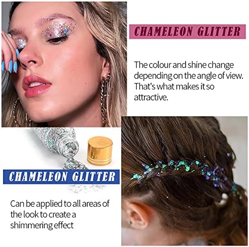 GL-Turelifes Sereia Glitter Gel Chameleon Gel Gel Festival Glitter Glitter Cosmético para o rosto unhas de cabelos maquiagem