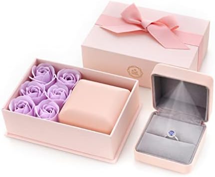 Sawqf Artificial Rose Jewellery Box Brincos de colar armazenamento de casamento Valentins Gream Jewelry Conjuntos de conjuntos