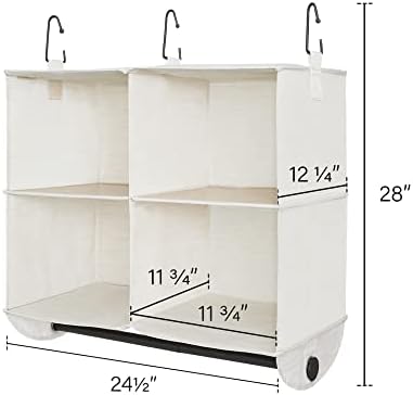 StorageWorks 4 Seção Organizador de armário pendurado com haste de vestuário, caixa de armazenamento com tampa