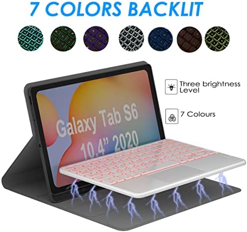Caixa de teclado Eoso para Samsung Galaxy Tab S6 Lite 10.4 '' 2022/2020 Modelo Samsung Tampa com teclado embutido Touchpad, 7