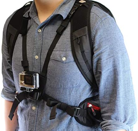 Navitech Action Camera Backpack & 18-in-1 Kit de combinação de acessórios com cinta de tórax integrada compatível com a câmera