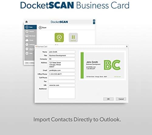 Docketport 667 Simplex Card Scanner com cartão de visita Docketscan