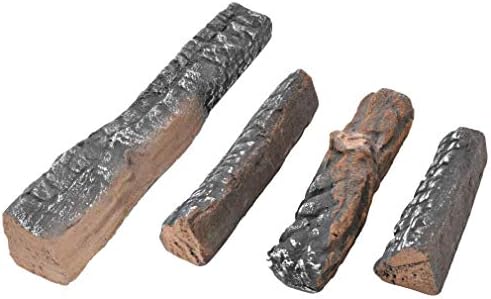 Torros de lareira a gás B-Hotte ， toras de madeira de cerâmica 4pcs para todos os tipos de inserções internas, gás, sem ventilação