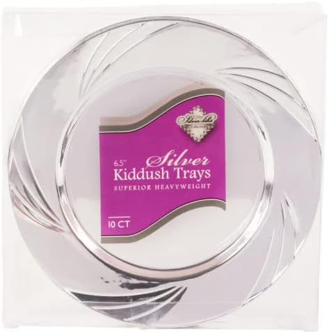 Bandejas de Kiddush descartáveis ​​premium 6,5 | Placas de plástico de cor prata elegantes | Peso pesado | Perfeito para