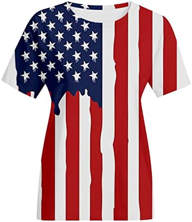 4 de julho Camisetas de camisetas para mulheres de manga curta T-shirts American Flag Stars Stars listradas camisa patriótica tops