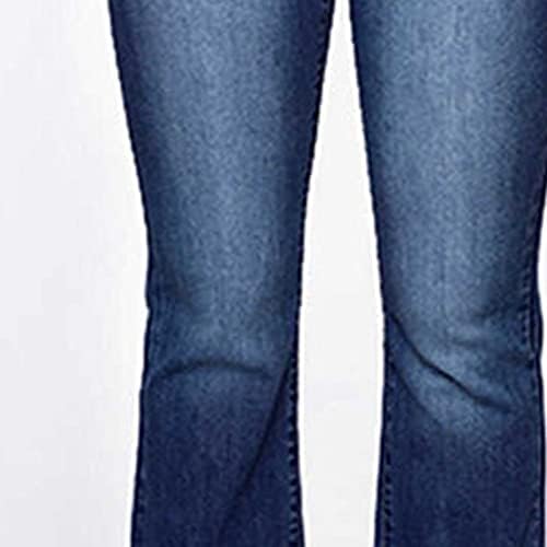 Maiyifu-gj-gj feminino clássico clássico jeans de jeans retro up Bell Bottom calça de jeans alta Corte de bota Jean Troushers