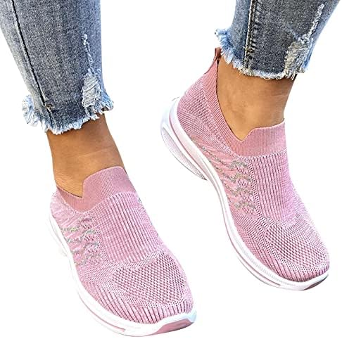 Sapatos de malha Women Women Wide Classual Casual Sneakers Sapatos de Segurança de almofada macia Sapatos de tênis de tênis rápidos seco