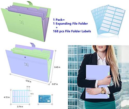 1 PCS Multiouse Multiouse Plástico A4 Papel A4 Expandindo File Pockets Bolsões Organizador de documentos de acordeão e 168 PCS File Pasta Rótulos