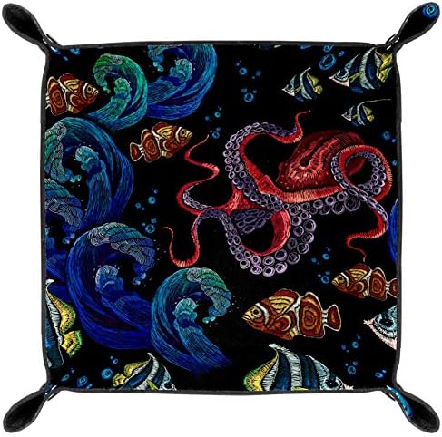 Peixes tropicais de peixes tropicais de aISSO Octopus impressão de jóias de couro de couro para carteiras, relógios,