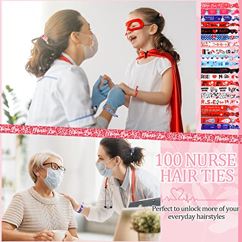 100 PCS enfermeiro laços de cabelo enfermeiro presentes em massa para enfermeiros kit de sobrevivência kit de enfermeira rabo de cavalo