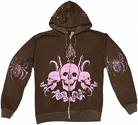 Mulheres coolmonares sinalizador de skull skull mole de streetwear góticos harajuku y2k jaqueta punk grunge