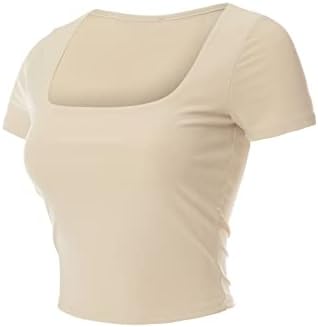 MixMatchy Women's Second Skin Sky Square Neck Crop Top Top