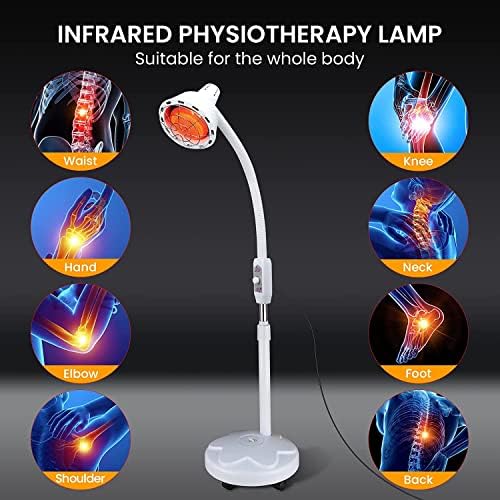 275W Próximo lâmpada de calor infravermelho, luz vermelha de luz infravermelha para aliviar a dor e dores musculares, terapia com luz infravermelha com suporte