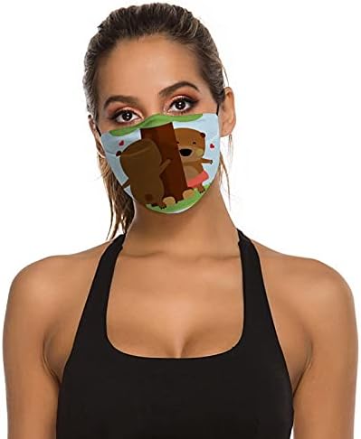 MODEN Reutilable lavable roupas de segurança máscaras de poeira tampas de boca imprimida bear de desenho animado de casal fofo para escudos de boca de saúde