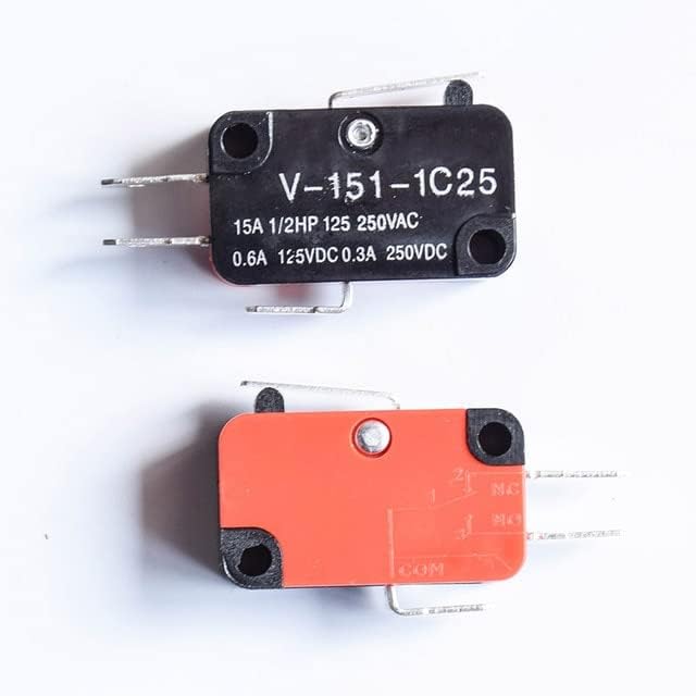 5PCS MicroSwitch Stroke 15A Chave de limite V-151-1C25 / 152/153 / 154/155 / 156 Push Button SPDT Rolo momentâneo Longa Longa