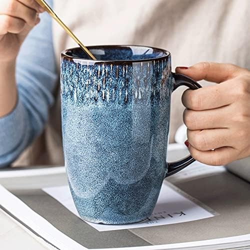 Bebida copo de xícara de cerâmica, xícara de café alta de grande capacidade com maçaneta e colher, caneca, canecas de cacau quente