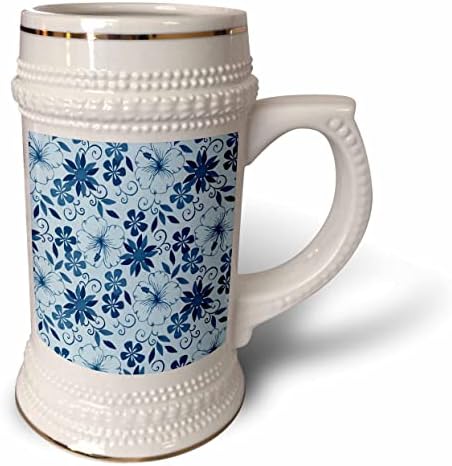 3drosrose belo padrão floral tropical azul - 22oz de caneca de Stein