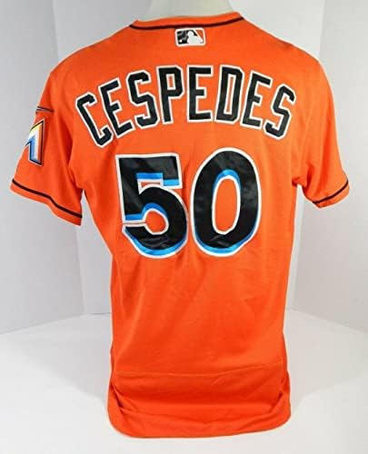 Miami Marlins Ricardo Cespedes 50 Game usou Orange Jersey DP13681 - Jerseys MLB usada para jogo MLB