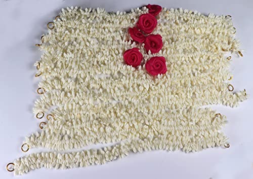 Garland de plástico artificial de flor artificial muito encantadora para cabelos 6 magenta e 6 brancos de 13 polegadas de