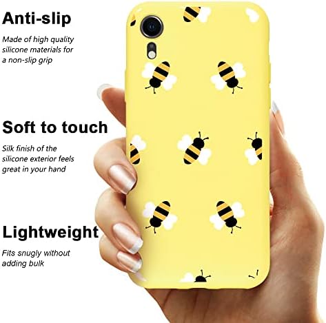 Maycari Carinha de telefone padrão de abelha amarela para iPhone XR, capa de telefone de proteção de borracha macia de silicone