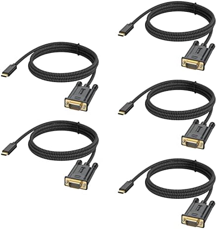 DTEEDCK USB C TO VGA CABO 6 pés 5 pacote, adaptador USB Tipo C para VGA para IMAC, MacBook Air, MacBook Pro, Surface Book