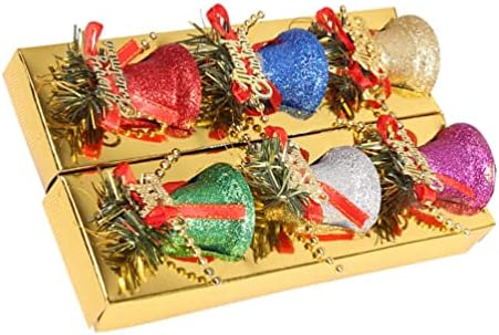 Ornamentos de campainha da árvore de Natal: sinos de brilho de 6pcs com feliz natal pendurando bobinas para festas de natal de férias decorações de ano novo