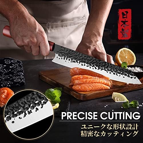 Huusk Chef Japanese Faca 7.7 Bundle de lâmina revestida de titânio preto com faca de bunka de tang completa para capoeira de sushi