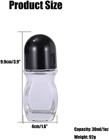 Quupy 2pcs 30ml/1oz de garrafas de rolos de vidro de desodorante com bola de rolos de plástico frascos de amostra vazia para