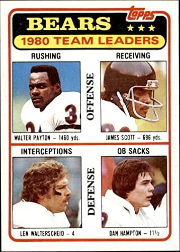 1981 TOPPS # 264 Leaders e lista de verificação Walter Payton/James Scott/Len Walterscheid/Dan Hampton Chicago Bears NM/MT Bears