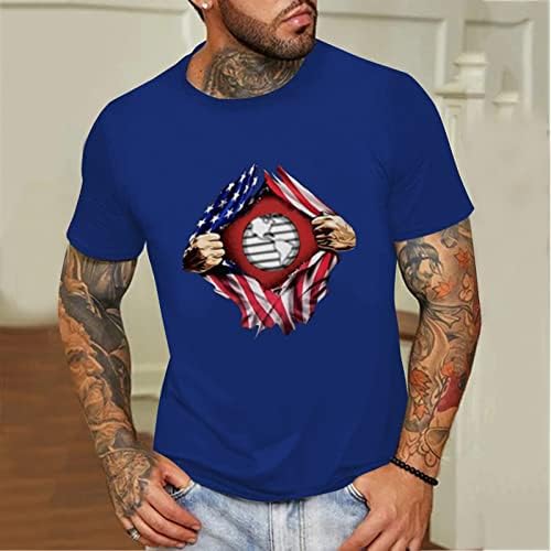 XXVR Menina patriótica masculina camisetas de manga curta, verão American Flag Print Crewneck Casual Fashion Basic Tee