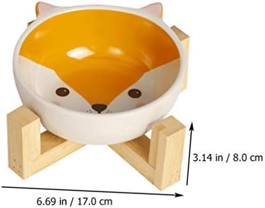 Balacoo Ceramic Food Alimentando pratos de alimentação de gato cerâmica tigela de água com madeira desenho animado formato fofo para