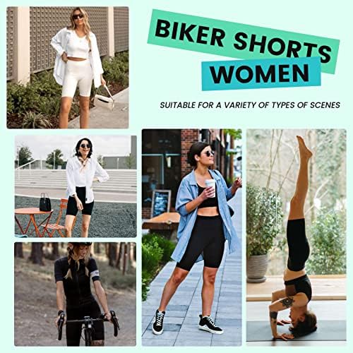 3 shorts de motociclista de embalagem com bolsos para mulheres - 8 de lixeira de abastecimento de cintura alta shorts shorts de