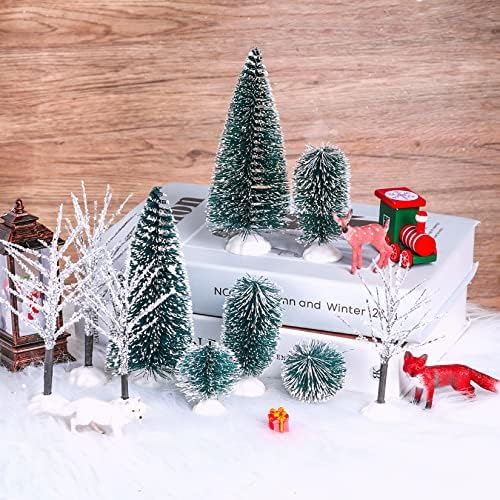 13 peças mini decoração de natal árvores árvores de mesa de mesa modelo de neve de inverno Árvores de geada de neve