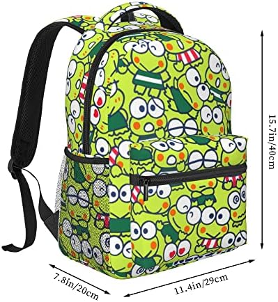 Cartoon Backpack Bookbags Daypack Kerokero-Keroppi Laptop Bookbag ombro de ombro esportes Camping Daypack para homens Mulheres