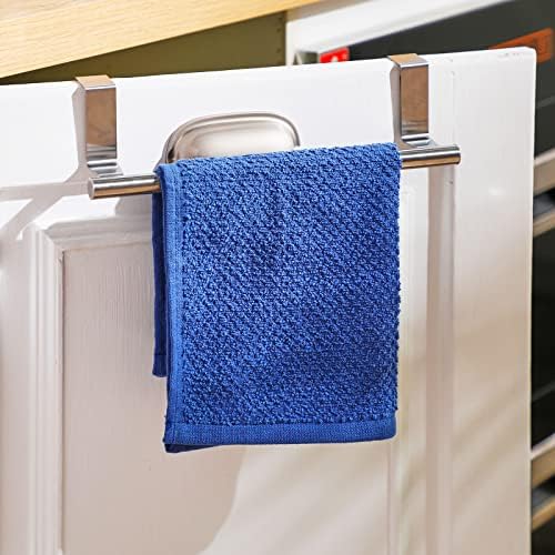 Pacote de toalhas de 10 embalagem sobre a porta de toalha de porta em aço inoxidável de aço de cozinha de cozinha barra de toalha de toalha pendurada na porta ou armário para cozinha de banheiro, prata