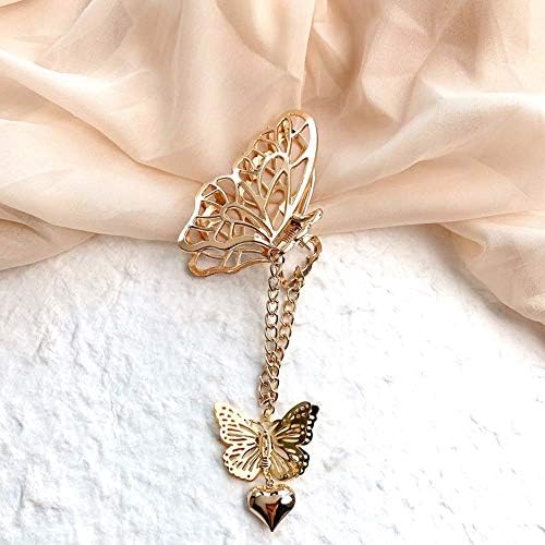 Houchu Coréia Mulheres Retângulo Amor Coração Pena Hollo Vintage Butterfly Clips Acessórios de cabelo Butterfly Cabine