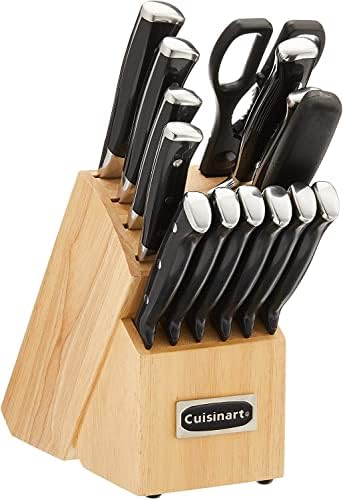 Conjunto de bloqueios de faca de 15 peças da Cuisinart, coleção de rebites triplos, preto, C77BTR-15P