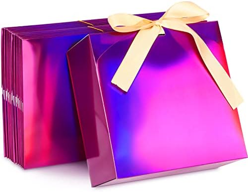 10 PCs Caixas de presente holográficas Caixas de presente de cor gradiente com tampas Caixa de proposta de dama de honra 8