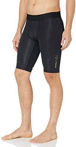2XU Mens Force Shorts de compressão para treinamento e fitness de alta intensidade, preto/dourado, grande