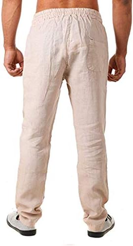 Calças de linho de algodão qucoqpe para homens cintura elástica cintura rápida calça atlética seca de verão corredores de verão calças