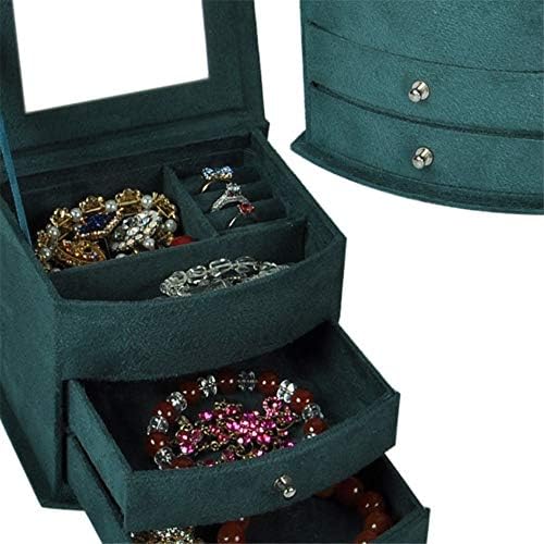 Caixa de jóias de jóias do ZPLJ Caixa de jóias de jóias 3 Camadas Organizador Exibir estojo de armazenamento com espelho
