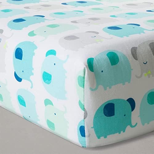 Cloud Island Elephant Parade Baby Bursery Bedding Conjunto - Conjunto de 4 peças ~ Inclui consolador, cobertor, folha de berço e saia de berço