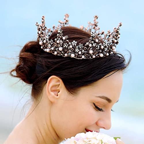 Kilshye barroco coroas vintage rainha coroa gótica pérola tiaras halloween baile tiara hair acessórios para mulheres