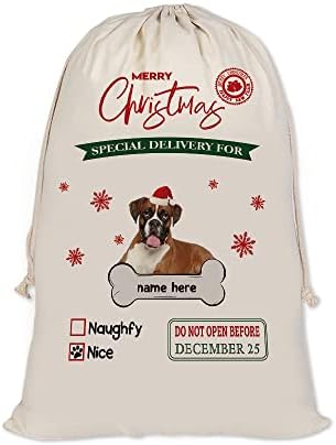 Bageyou Cachor Personalizado Papai Noel Sacks Bag de Papai Noel fofo para presente de Natal de Natal com linho de algodão 12