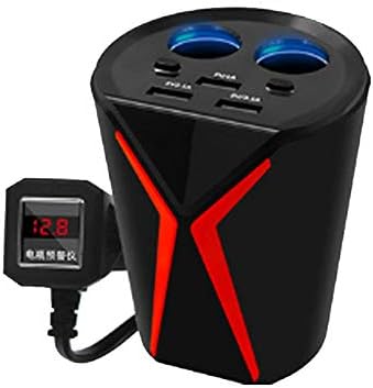 Adaptador de isqueiro do isqueiro de extendimento de isca de carregador de carregador de carro Dual Rápido 3.0 USB com 2 soquete interruptor separado de 80w copo de tensão de tensão tela