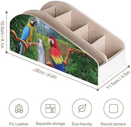 Papagaios tropicais Titular de controle remoto PU Organizador de couro com 6 Compartamentos Caixa de armazenamento para quarto da