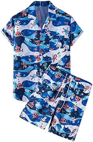 Conjuntos de camisas havaianas clássicas para homens de verão de manga curta de manga curta